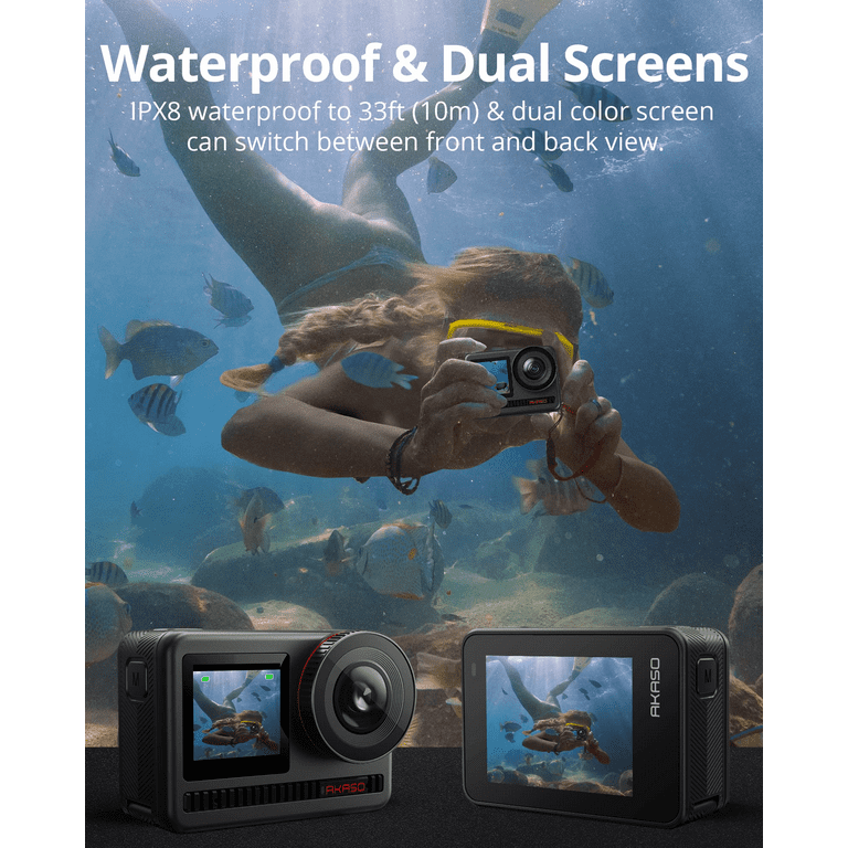 AKASO Brave 8 Action Camera 4K60fps SuperSmooth 48MP Sports Camera 8K  Time-Lapse Underwater Waterproof Action Camera Dual Screen