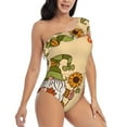 thumbnail image 3 of Sikiie Gnomes Happy Thanksgiving Print Women One Piece Swimsuits Tummy Control One Shoulder Bathing Suits Ruffle Swimwear, From S to XXL-X-Large, 3 of 6
