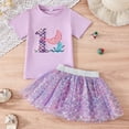 thumbnail image 3 of Kiijoy Toddler Girls Birthday Outfits Short Sleeve Tee with Scale Print Skirt, Sizes 3-4, 3 of 5
