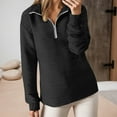 thumbnail image 4 of Quarter Zip Pullover Women 2025 Fall Winter Long Sleeve Jacquard Collared Plain Sweatshirt Pullover Tops, 4 of 7