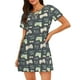 thumbnail image 1 of Fotbe Gamers Bata de Dormir para Mujer con Estampado, Camisón de Algodón de Manga Corta, Ropa de Dormir Casual, 1 of 6