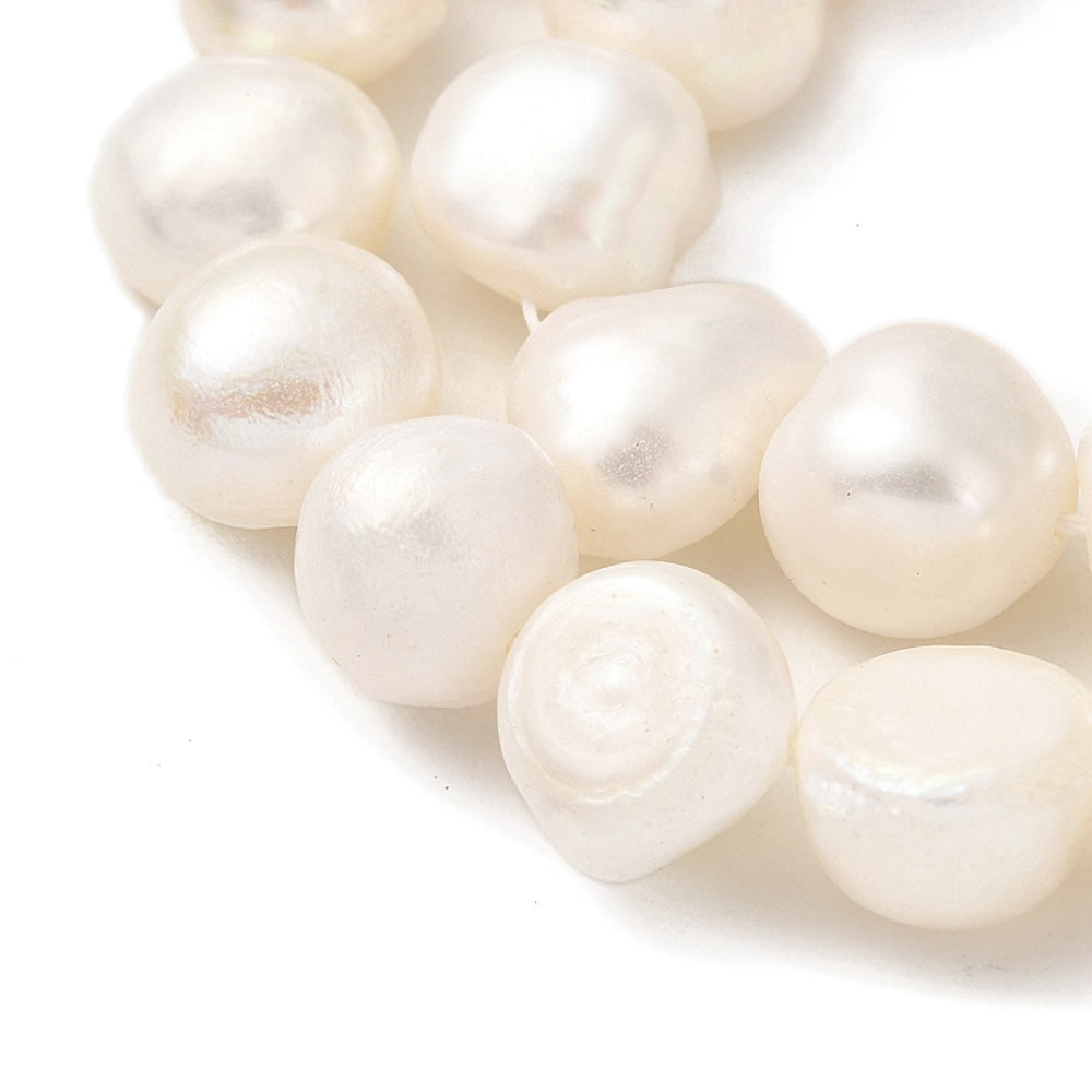 4strands Natural Cultured Freshwater Pearl Beads Strands Two Sides Polished Grade 3A+ White 11~12mm Hole: 0.5mm about 17pcs/strand 7.09 inch(18cm)