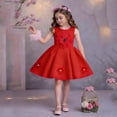 thumbnail image 5 of Afuyipoi Girls 3D Floral Princess Dress (0-6 Years) Soft Breathable Fabric 3D Floral Embellish Sleeveless Strap Style Flowy Princess Skirt Summer Play Party Wear Red Size 3T, 5 of 10
