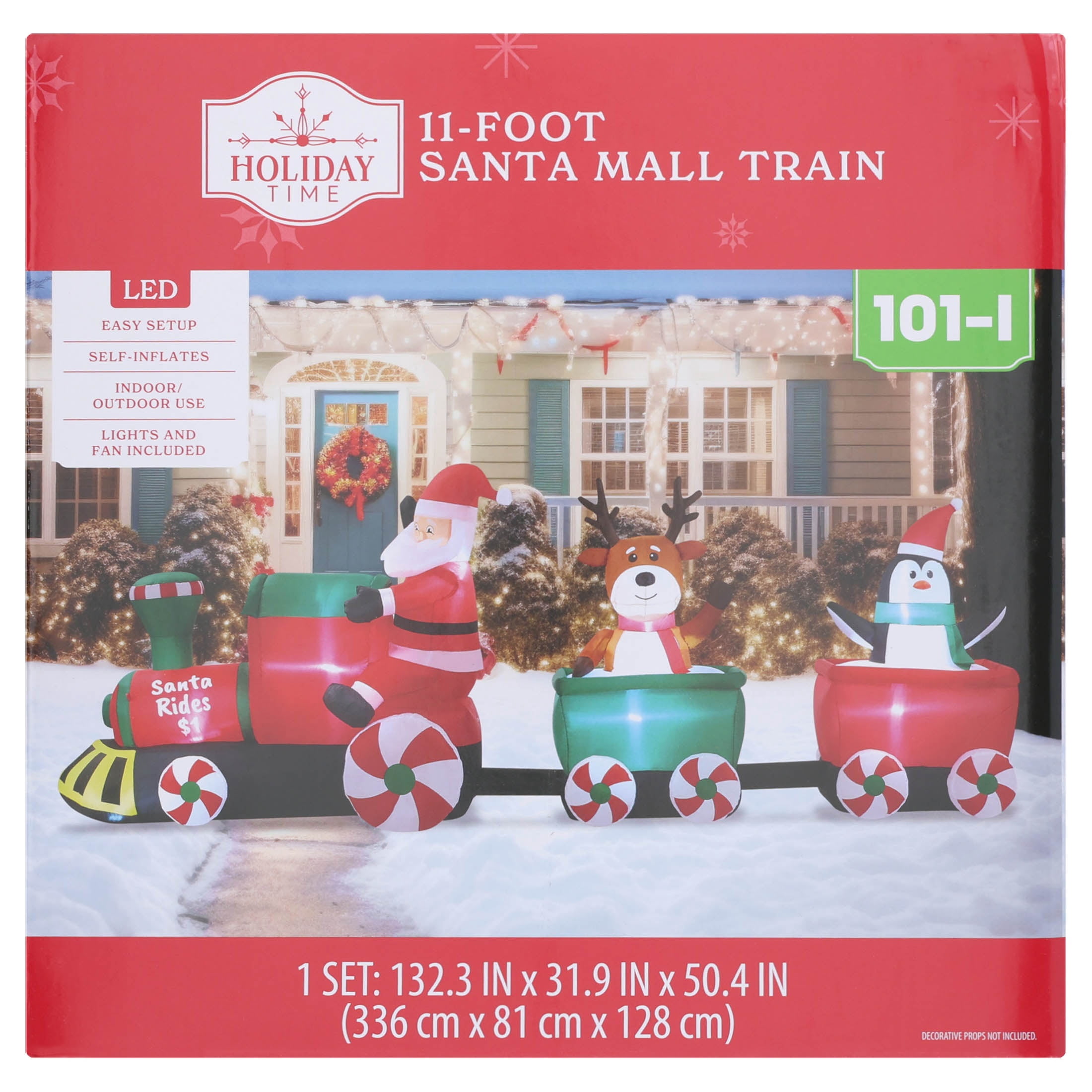 Multicolor Santa Mall Train Christmas Airblown Yard Inflatable, 11', by Holiday Time