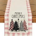 thumbnail image 2 of BallsFHK 13x72 Inch Mode Waterclor Plaid Christmas Trees Merry Xmas Table Runner, Seasonal Winter Holiday Kitchen Dining Table Christmas Decoration For Indoor Home Party, 2 of 3