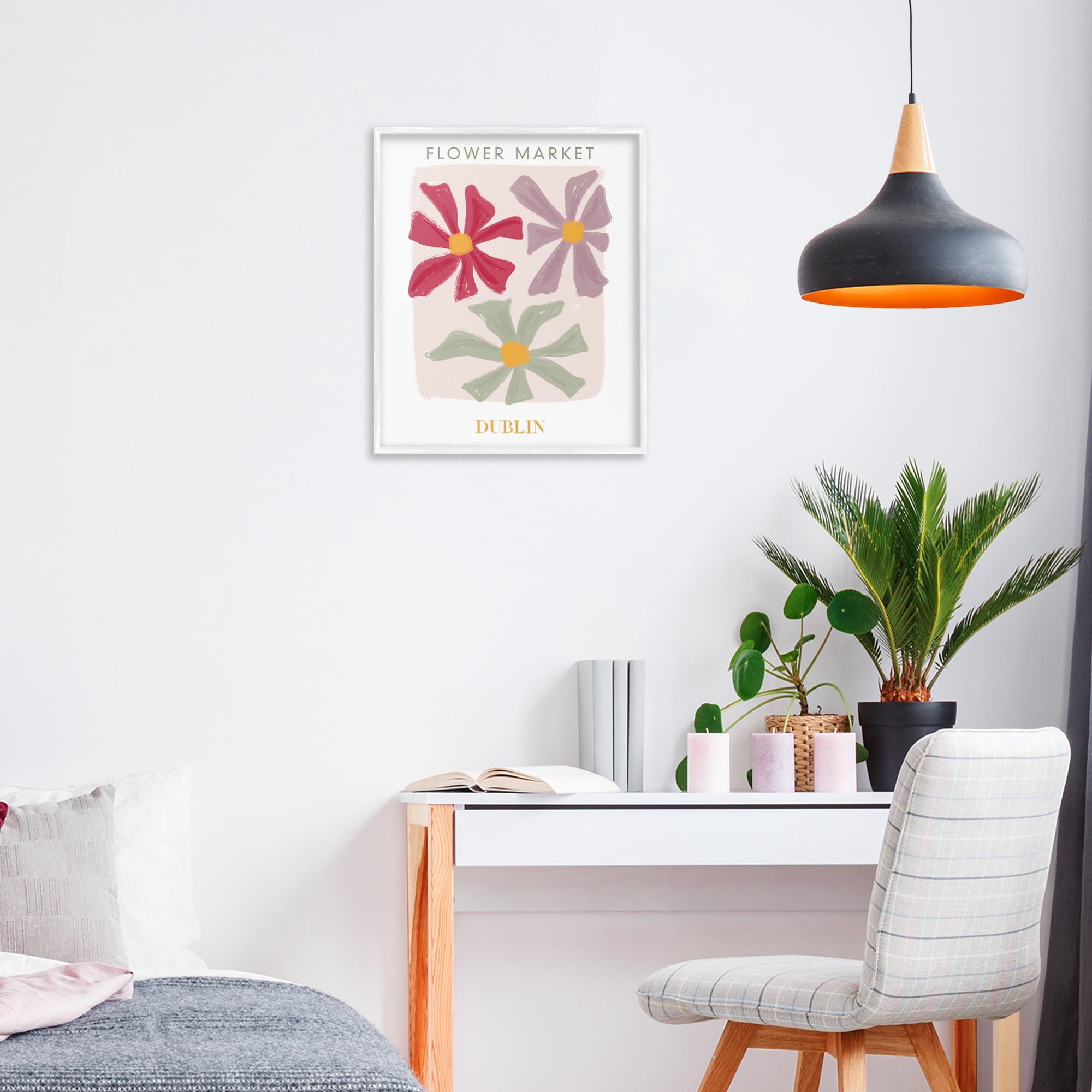 Stupell Industries Muted Dublin Flower Market White Framed Giclee Art, design by Lucille Price
