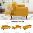 thumbnail image 4 of Aukfa 75" Flared Arm Futon Convertible Sofa Bed, Linen Sleeper Couch for Home Office, Yellow, 4 of 19
