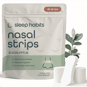 SleepHabits Breathing Strips, Non-Toxic 3rd Party Tested Nose Strips for Breathing | Nasal Strips for Snoring Solution | Extra Strength Sensitive Skin | Snore Strips for Sleeping, Eucalyptus- 45ct