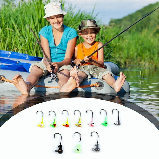 100pcs Fishing Hooks Set Multicolor Lead Head Jigs with head hooks fishing  hooks Single Hook Maggot Grub Soft Lure Outdoor Fishing Accessories 