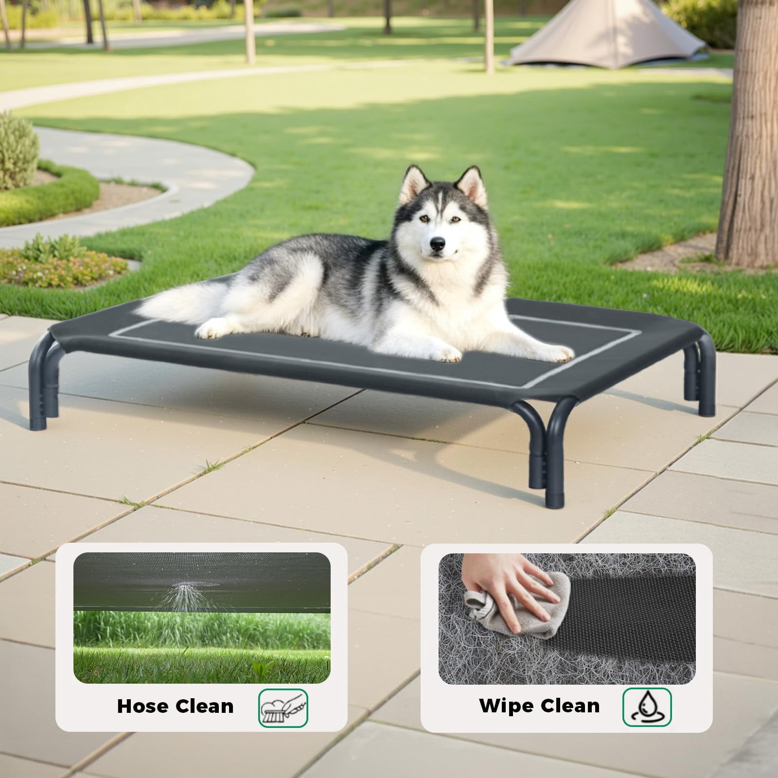 Elevated Dog Bed Black Medium 35.4"L×25.6"W×7.9"Th