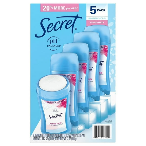 Secret Invisible Solid Antiperspirant and Deodorant Powder Fresh 2.6 Oz (5 Ct)