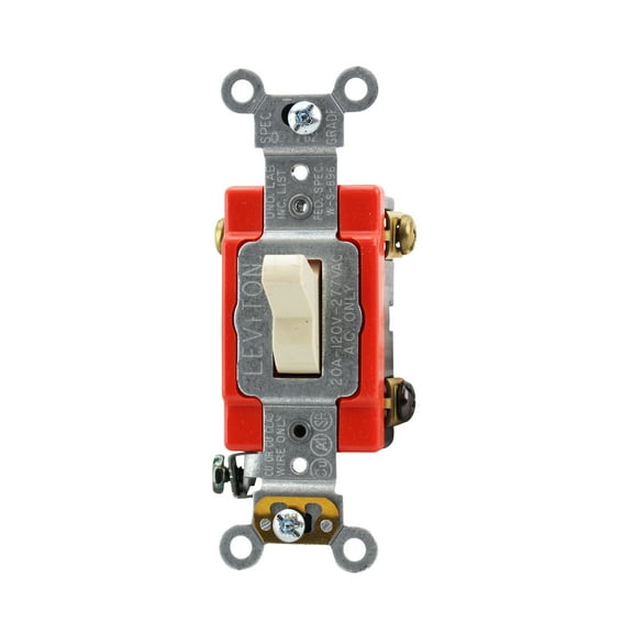 Leviton 1223-2I 20A 120/277V Toggle 3-Way AC Quiet Switch Back and Side Wired, Ivory (10 Pack)