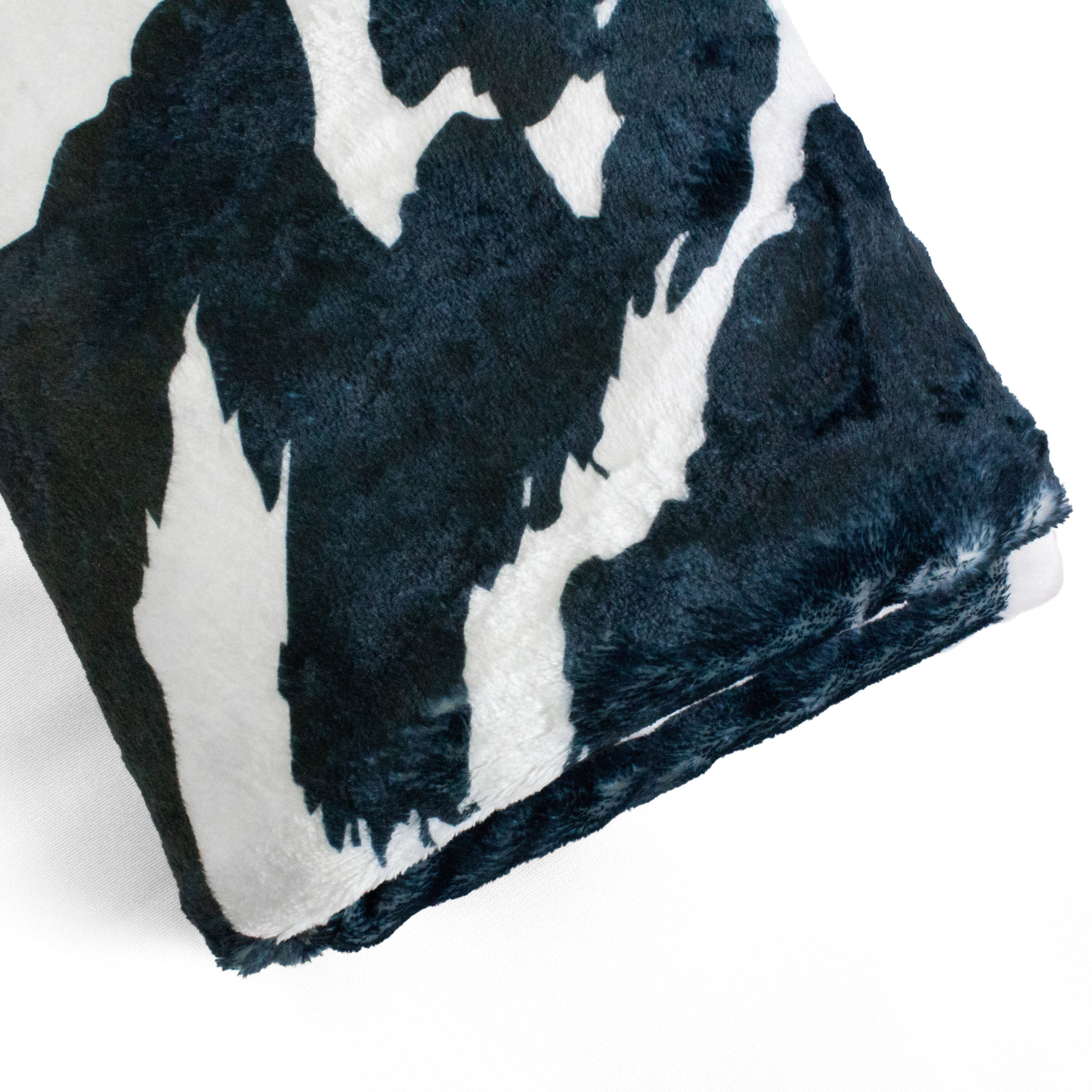 Everything Comfy Cow Print Decorative Throw Blanket, 42" X 60", Black