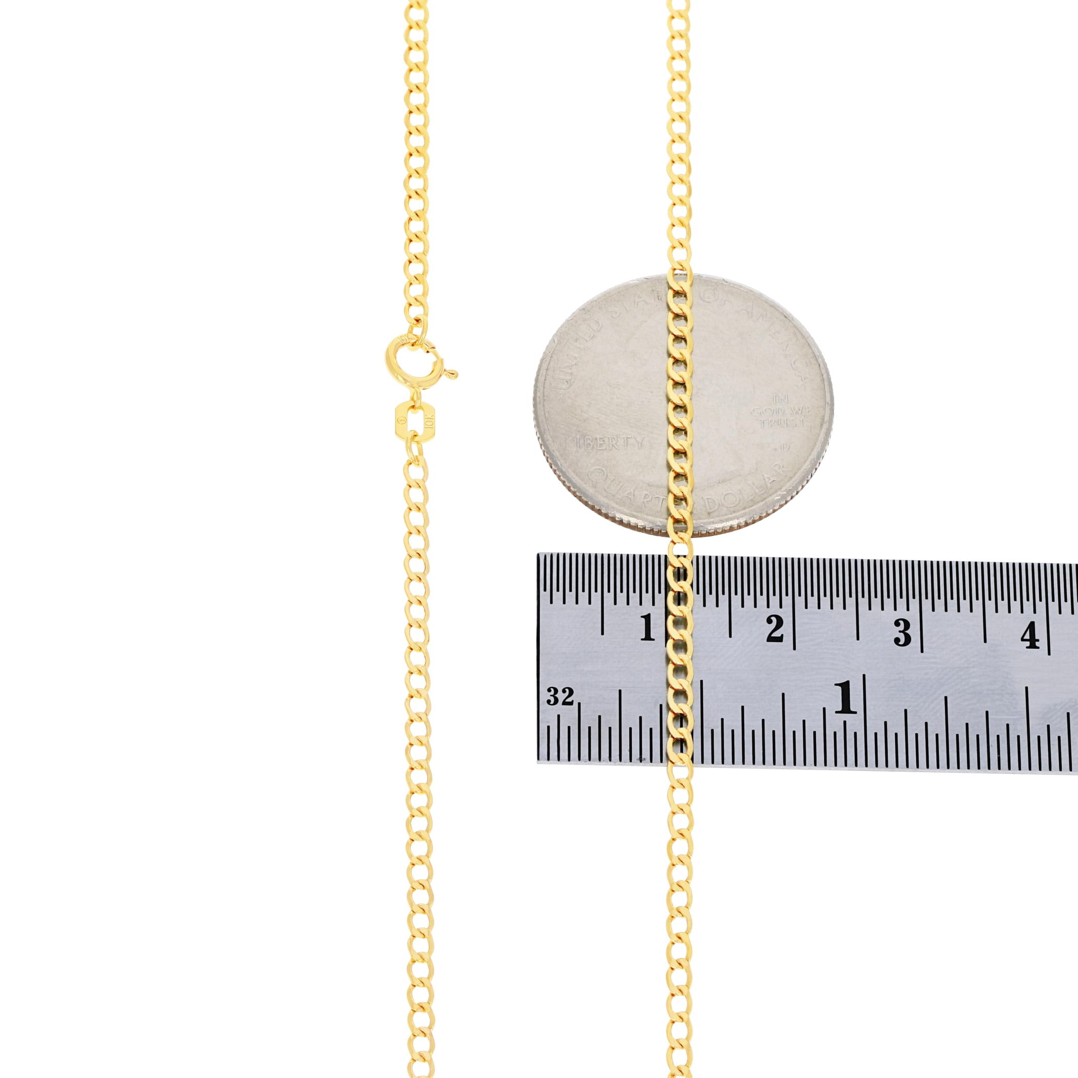 Nuragold 10k Real Yellow Gold Cuban Curb Link 2mm Chain Necklace (16"-24") Italian Jewelry for Men & Women