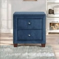 thumbnail image 6 of Nathaniel Home Storage Nightstand with 2 Drawers, Faux Velvet Upholstered Nightstand, Modern Bedside Table with Nail Head Trim, Brown, 6 of 6