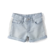 Girls Roll Cuff Crochet Shortie Jean Short, Sizes 4-16