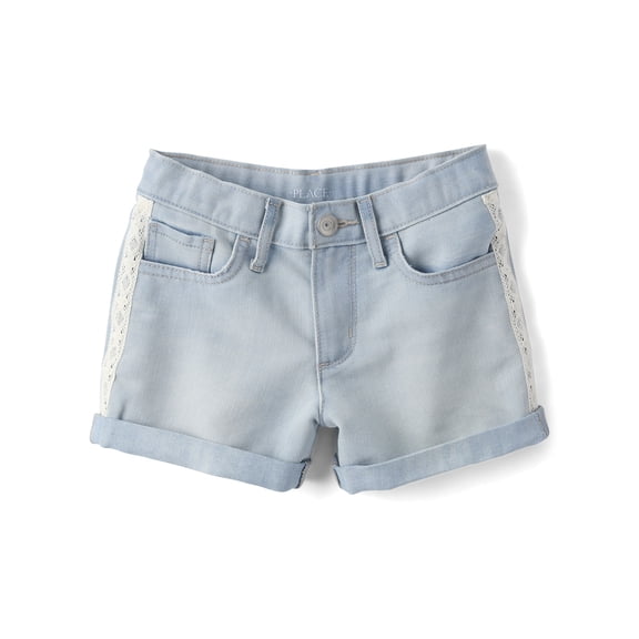 The Children's Place Girls Roll Cuff Crochet Shortie Jean Short, Sizes 4-16