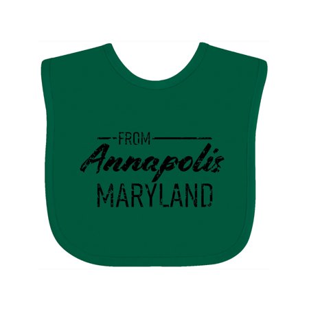 

Inktastic From Annapolis Maryland in Black Distressed Text Gift Baby Boy or Baby Girl Bib