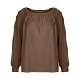 thumbnail image 3 of Women's Sweater 2023 Fall Solid Color Neck Pullover Bottoming Loose Knit Sweater Top Blouse, 3 of 7