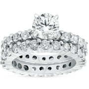 Pompeii 4ct Diamond Eternity Engagement Ring Set 14K White Gold (G/H,I1-I2)