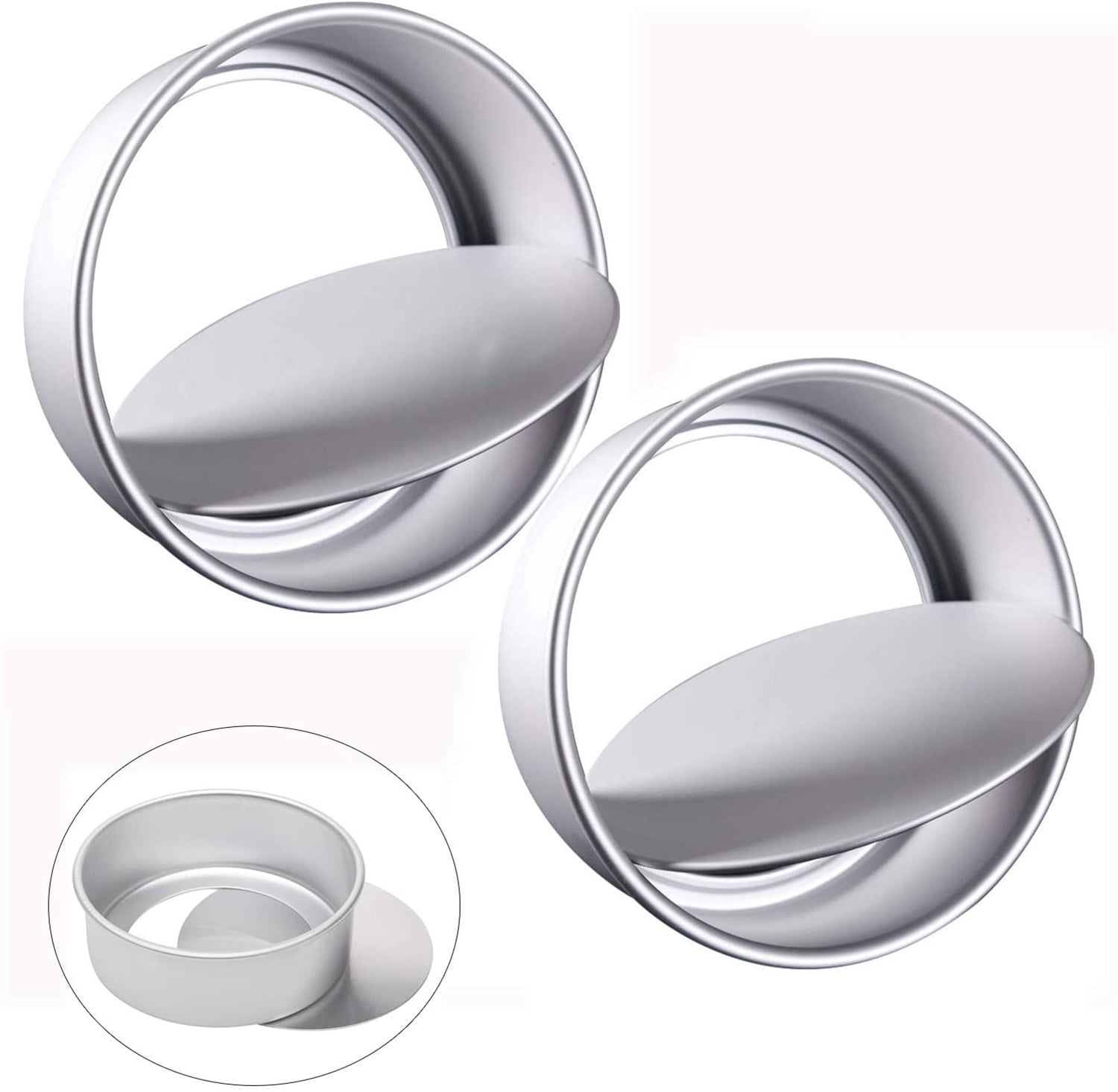 Kepooman Kitchen Non-stick Aluminum Round Cheesecake Mold with Removable Bottom, Set of 2, Silver Kepooman Kitchen Non-stick Aluminum Round Cheesecake Mold with Removable Bottom, Set of 2, Silver