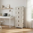 thumbnail image 3 of Toytexx 6-Tier Folding Storage Cabinet with Wheels, Stackable Plastic Organizer with Magnetic Doors, Slim Vertical Storage Rack for Bedroom, Office, Kitchen, White, 3 of 5