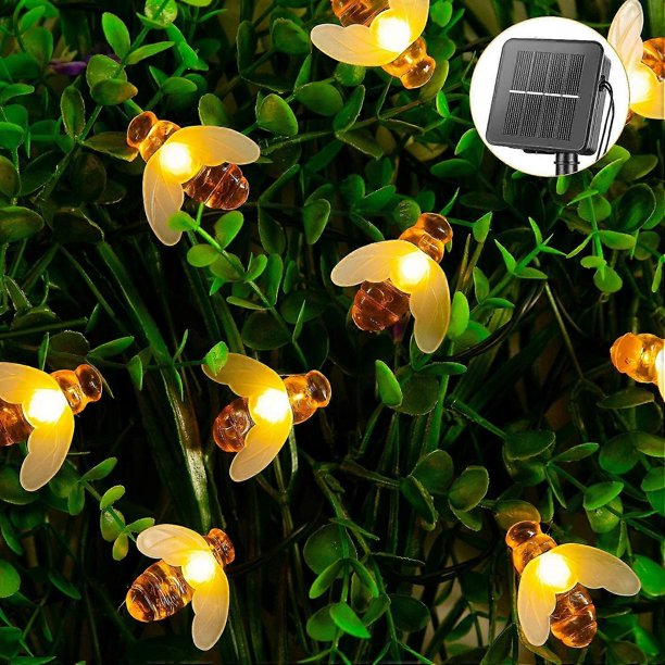 Solar Bee Fairy Lights Outdoor 9.4m 40 Led Bee String Lights with 8 Lighting Modes, Waterproof Solar Bumblebee Light for Patio Yard Garden G