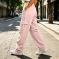thumbnail image 5 of Maplenight Womens Cargo Pants Elastic Waist Button Hiking Pants Casual Travel Work Trousers with Multi Pockets, 5 of 8