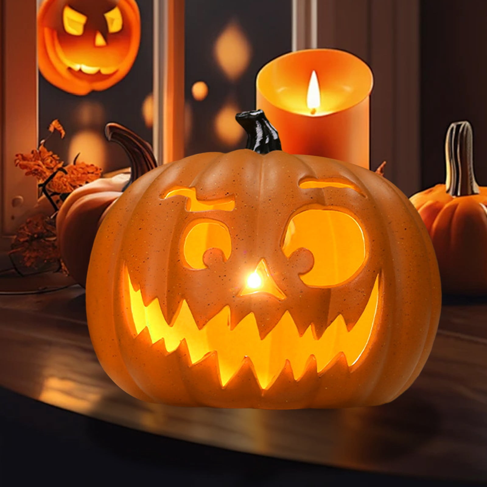 ​​BINGLI Jack O'Lantern Pumpkin Decor​​, 12 Inch Shatterproof Waterproof, Safe for Indoor Outdoor Halloween Party Favors Decoration Displays