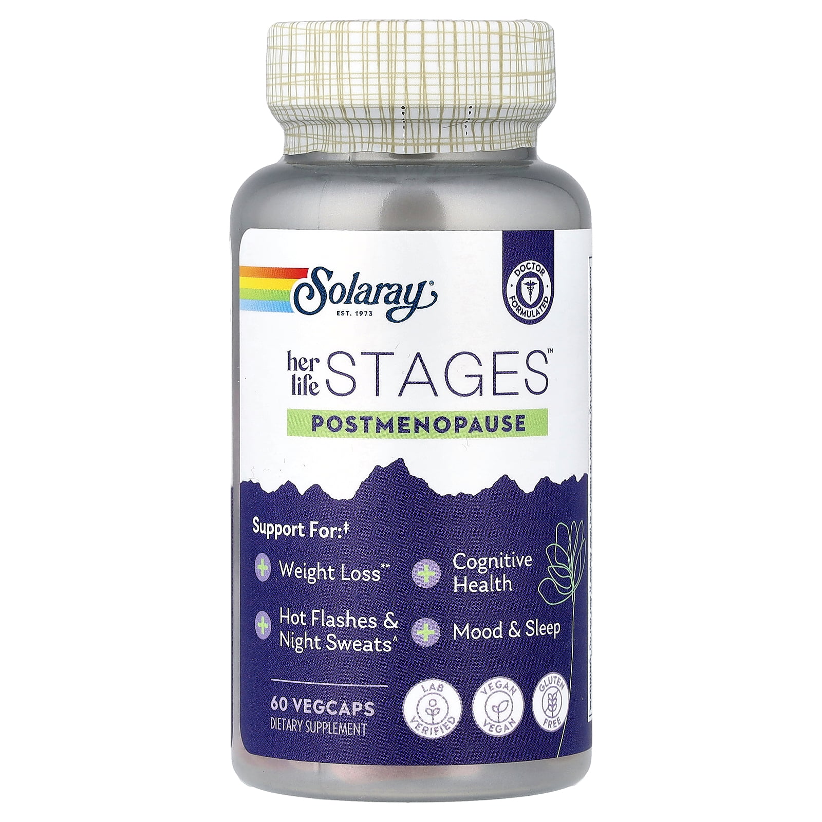 thumbnail image 2 of Solaray Postmenopause her life STAGES - Post Menopause Supplements for Women with Resveratrol - Vegan and Made Without Hormones - 60-Day Guarantee - Vegan, Lab Verified - 30 Servings, 60 VegCaps, 2 of 5