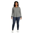 thumbnail image 3 of Terra & Sky Women's Plus Size Crewneck Tee with Long Sleeves, 3-Pack, 3 of 5