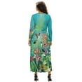 thumbnail image 2 of FKELYI Hummingbird Flower Print Womens Fall Maxi Dress V-Neck Long Sleeve Casual Dress with Pocket A-Line Flowy Tiered Dresses for SSpring Winter, 2XL, 2 of 6