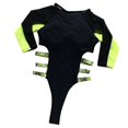 thumbnail image 3 of DOPI Women One-Piece 3/4 sleeve Swimsuit Mesh Splice Zipper Bikini Beach Swimwear, 3 of 6