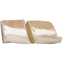 Reliant Ribbon - 92898W-901-10D, Designer Plush Velvet Elite Wire Edge Ribbon, Champagne, 4 Inch, 5 Yards