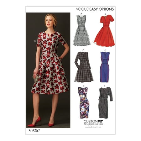 Vogue Patterns Sewing Pattern MISSES' FIT-AND-FLARE DRESSES WITH WAISTBAND AND POCKETS-6-8-10-12-14