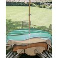 thumbnail image 2 of Outdoor Tablecloth with Umbrella Hole, Green Beach Spillproof Waterproof Outdoor Table Cover, Abstract Stripes Gradient Ocean Brown Sand Patio Tablecloths for Party/Garden/Picnic, Round 60 inch, 2 of 9