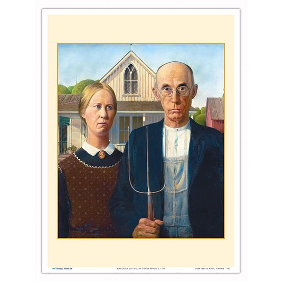 American Gothic - From an Original Color Painting by Grant Wood c.1930 - Master Art Print (Unframed) 9in x 12in