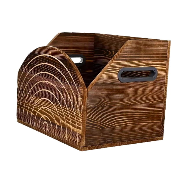 HILABEE Vinyl Record Box Case Crate Minimalist Wooden for Documents files Study Room