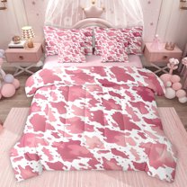 jejeloiu Country Farmhouse 7pcs Bedding Comforter Set,Retro Camouflage Print Queen Bedding Sets,Pink White Queen Sheet Sets For Teens,Breathable Home Decor Reversible