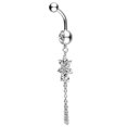 thumbnail image 4 of Navel Ring Flower Tassel Rhinestone Stainless Steel Body Ring Dangle Belly Ring, 4 of 10