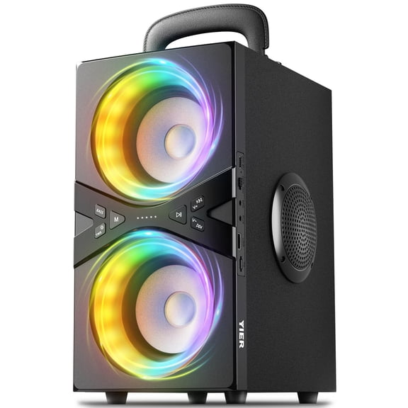 YIER Party Bluetooth Speaker:80W Peak Large Stereo Sound for Outdoor,Deep Bass,TWS,Loud with Lights,Portabe Wireless Big speakers with Long playtime,House,Projector,Movie