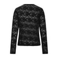 thumbnail image 5 of UTSJKR Mesh Long Sleeve Tops for Women Lace Sexy Sheer See Through V Neck Button Down Henley Shirt Blouses Party Club Outfits Black XXL, 5 of 7