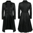thumbnail image 2 of Fgnfyis Mens Jacket Fashion Court Retro Dress Punk Tuxedo Tailcoat Gothic Stand Collar Coats for Men Black XL, 2 of 8