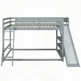 thumbnail image 2 of Full over Full Bunk Bed with Slide & Shelves - Gray, Sturdy Pine Construction, 2 of 16