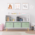 thumbnail image 2 of PAPROOS Kids Bookshelf, Wood Kids Bookcase with 3 Collapsible Fabric Drawers, Freestanding Bookshelf for Kids, Modern Toy Storage Organizer for Kids Room, Living Room, Easy to Assembly, White/Green, 2 of 9