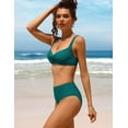 thumbnail image 3 of Attraco Women Twist High Waisted Bikini Swimwear Two Piece Ruched Tummy Control Swimsuit, 3 of 6