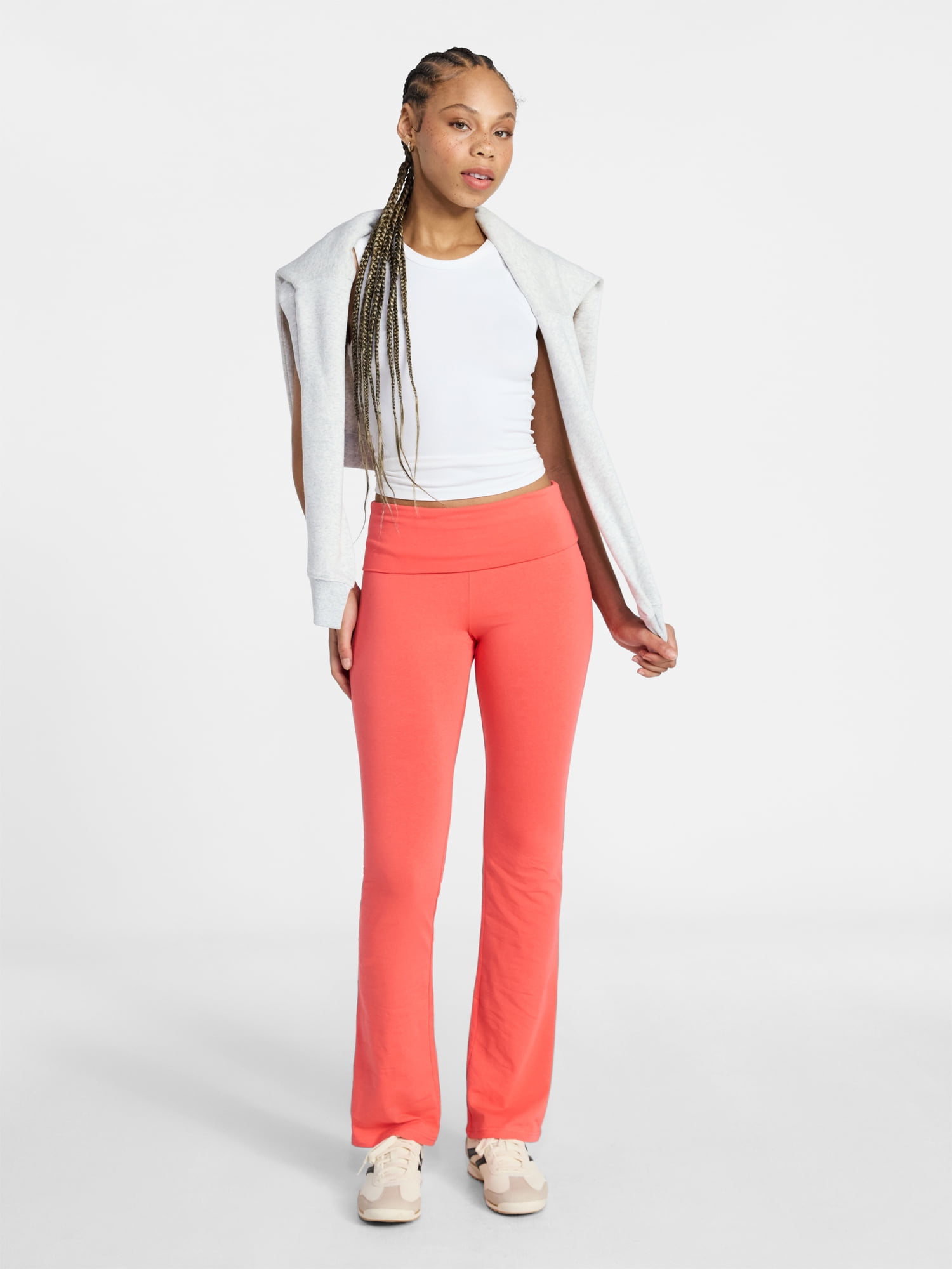 No Boundaries Flare Pants with Foldover Waistband, 32'' Inseam, Women's and Women's Plus XS-XXL