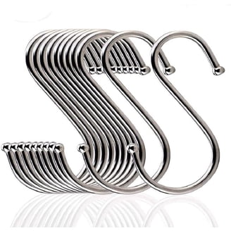 5-Pack Heavy Duty S Hooks With Safety Buckle – Sturdy Metal For Hanging Plants, Kitchen Utensils, Pots & Pans (White)