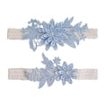 thumbnail image 2 of 2 ligas elásticas para piernas de novia con bordado vintage para fiestas, bodas y lencería de novia. Cielo azul, 2 of 9