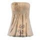 thumbnail image 3 of Gibobby Camiseta de tirantes sin mangas con estampado floral para mujer, cintura elástica plisada, sin espalda(Caqui,G), 3 of 4